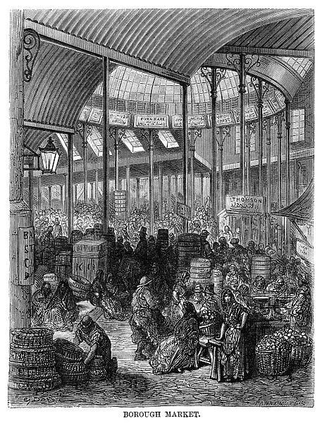 BOROUGH MARKET, 1873. Borough Market in London, England. Engraving, 1873