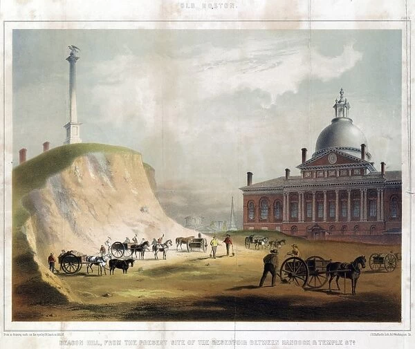 BOSTON: BEACON HILL, 1811. Beacon Hill from the present site of the reservoir