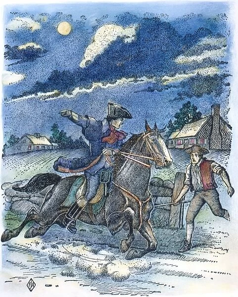 from Boston to Lexington on April 18, 1775. Lithograph, late 19th century