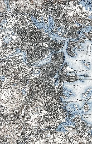 BOSTON MAP, 1903. A map of Boston, Massachusetts. Engraving, 1903