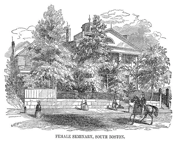 BOSTON: SEMINARY, 1857. Female seminary in South Boston, Massachusetts. Wood engraving