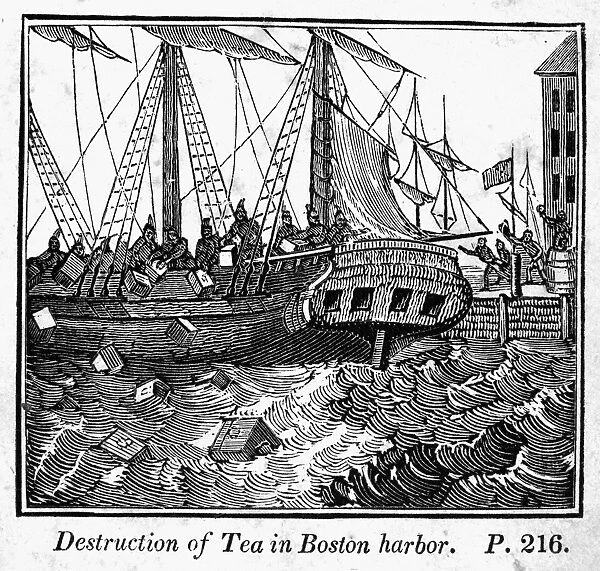 BOSTON TEA PARTY, 1773. The Boston Tea Party, 16 December 1773. Wood engraving, 19th century