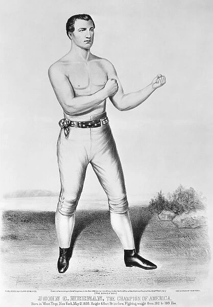 Boxer John Camel Heenan, The Benicia Boy (1833-1873). Lithograph by Currier & Ives, 1860