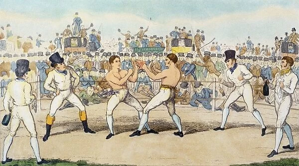 Boxing match between Jack Randall and Martin the Baker, 1821: contemporary English etching
