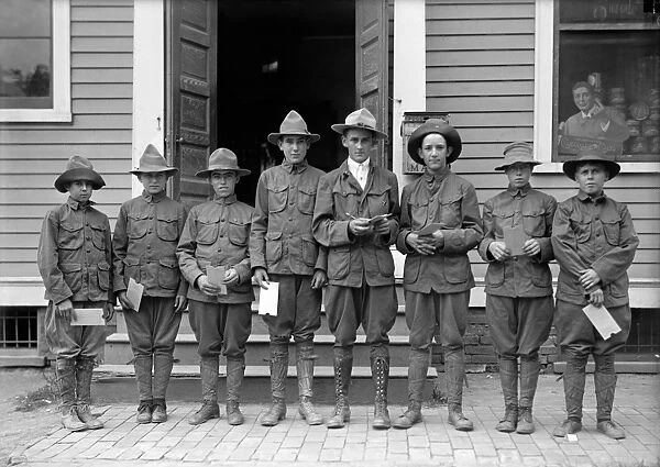 BOY SCOUTS, 1913. A group of Boy Scouts. Photograph, 1913