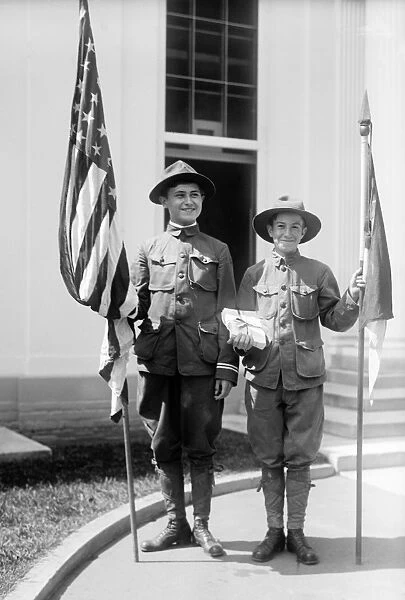 BOY SCOUTS, 1915. Edward Ackroyd and George H. Mundell, two Boy Scouts from Norwood, Pennsylvania