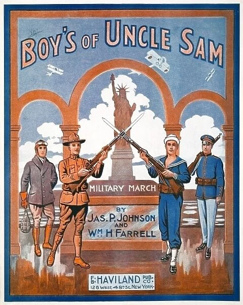 BOYS OF UNCLE SAM, 1917. Sheet music for Boys of Uncle Sam military march, composed