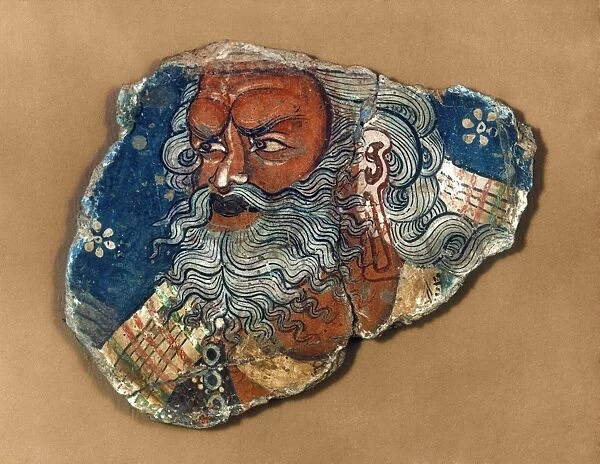Brahman head; mural from the Buddhist monastery of Douldour-aqour, Xinjiang province