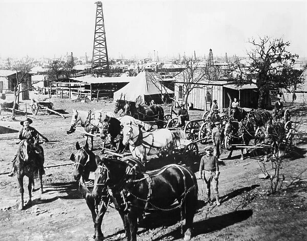 The Breckenridge, Texas, oil field in 1920, four years after its discovery. Horses were used to haul equipment