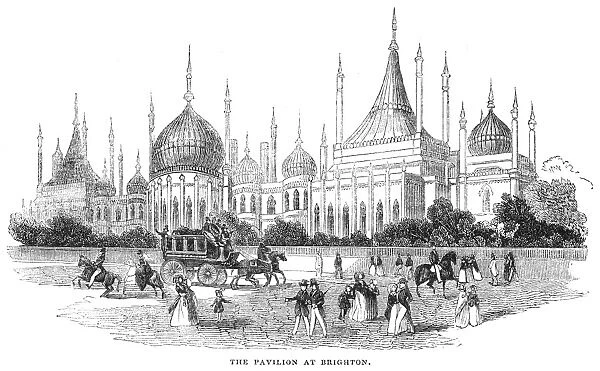 BRIGHTON PAVILION, 1842. The Royal Pavilion at Brighton, England. English engraving