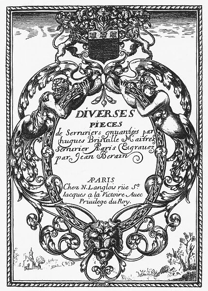 BRISVILLE: TITLE PAGE. Title page for a book of designs for locks, by Hugues Brisville