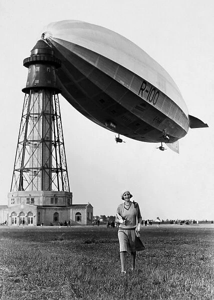 BRITISH AIRSHIP, c1930. The R-1000 at its mooring mast, c1930