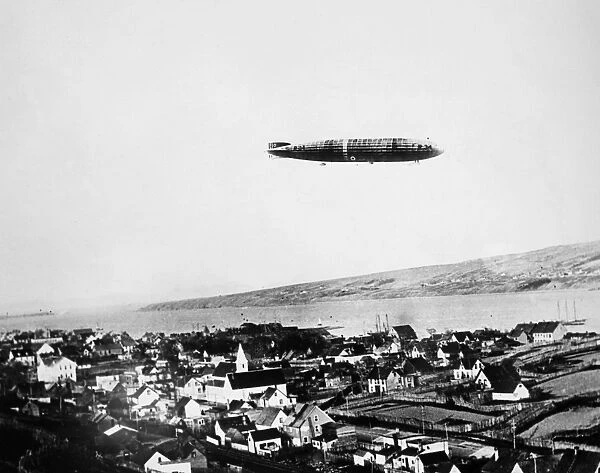 The British rigid airship R-34 in flight over Scotland, 1919