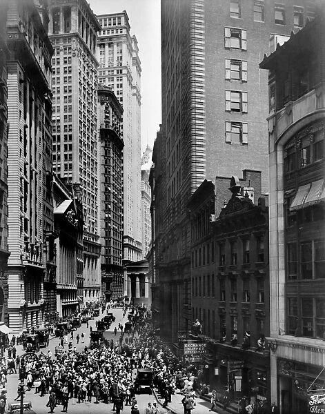 BROAD STREET, c1916. A view of Broad Street in New York Citys financial district