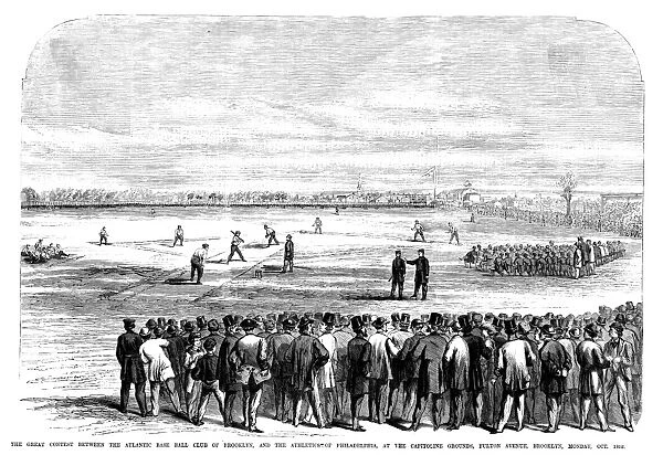 BROOKLYN: BASEBALL, 1866. Baseball game between the Atlantic Base Ball Club of Brooklyn