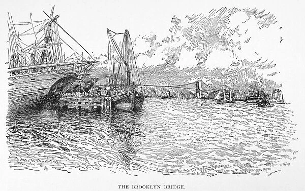 BROOKLYN BRIDGE, 1895. Drawing, 1895, by Otto H. Bacher (1856-1909)