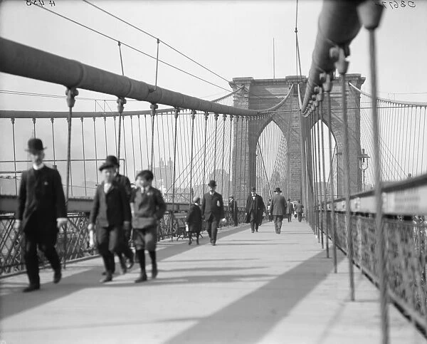 BROOKLYN BRIDGE, c1910. The pedestrian promenade, New York. Photograph, c1910