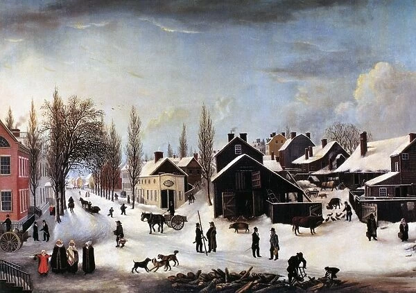 BROOKLYN, c1820. Winter scene in Brooklyn. Oil, c1817-1820, by Louisa Ann Coleman after Francis Guy