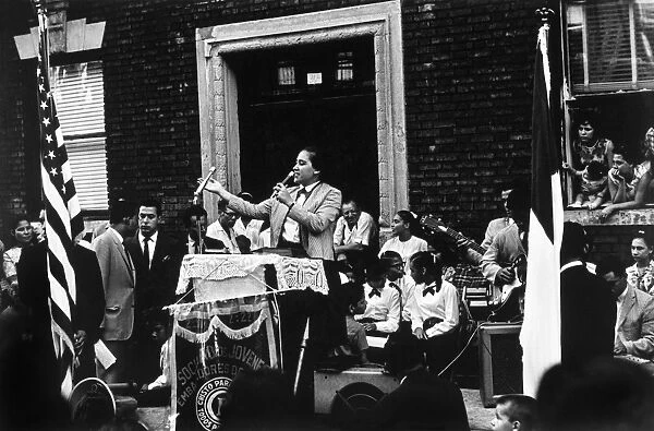 BROOKLYN: PREACHING, 1965. Sister Teresa preaching at Pentecostal street service in East New York