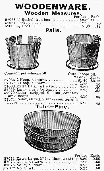 BUCKET ADVERTISEMENT, 1895. From the Montgomery Ward & Co. mail-order catalogue of 1895
