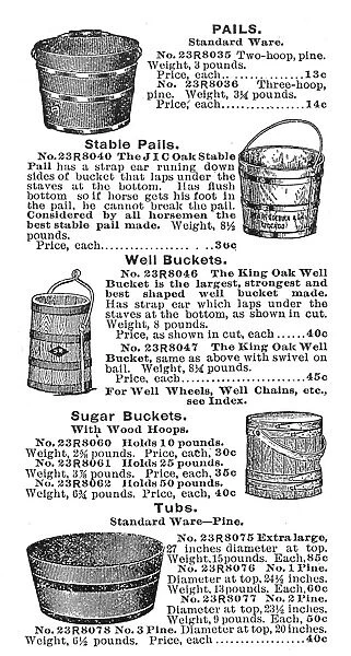 BUCKETS & PAIL, 1902. From the Sears, Roebuck & Co. mail-order catalog of 1902