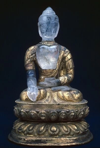 Buddha Maitreya, the Buddha who has not yet appeared on earth. Rock crystal sculpture, Nepali, 17th century