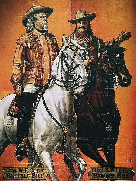 BUFFALO BILL: POSTER, 1910. Buffalo Bill Cody and Gordon William Lillie, known as Pawnee Bill, in the year after they merged their individual Wild West shows