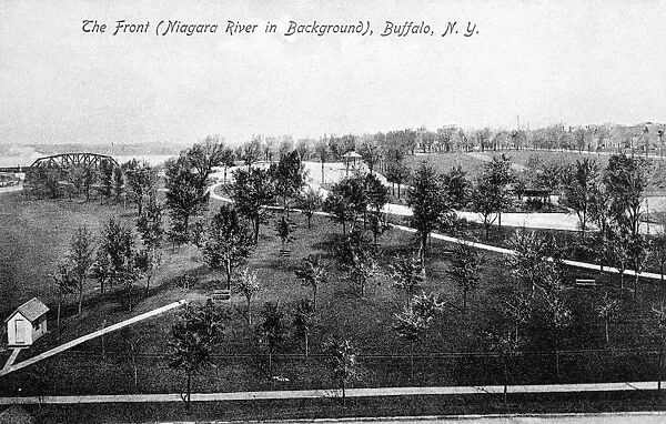 BUFFALO: NIAGARA RIVER. The Front, with the Niagara River in the background. Photopostcard