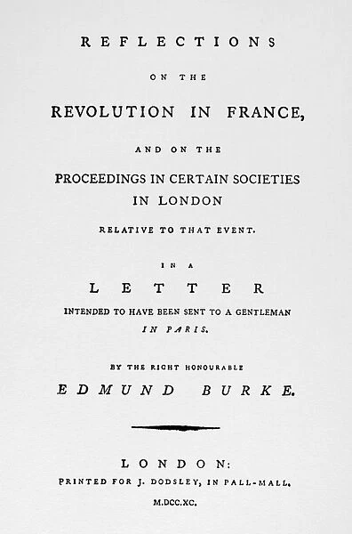 BURKE: REFLECTIONS, 1790. Title page of Edmund Burkes Reflections on the Revolution in France