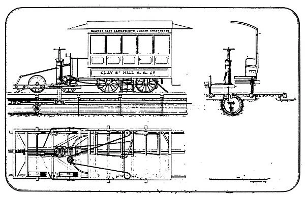 CABLE CAR: PATENT, 1873. Original patent drawing for Andrew Smith Hallidies cable car system
