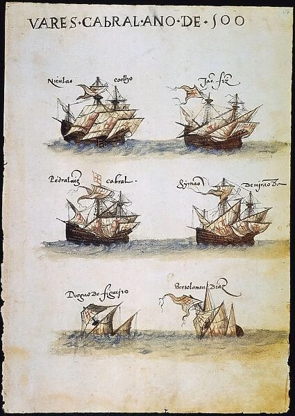 CABRAL: FLEET, 1500. Six of the 13 Portuguese ships in Pedro Alvares Cabrals expedition