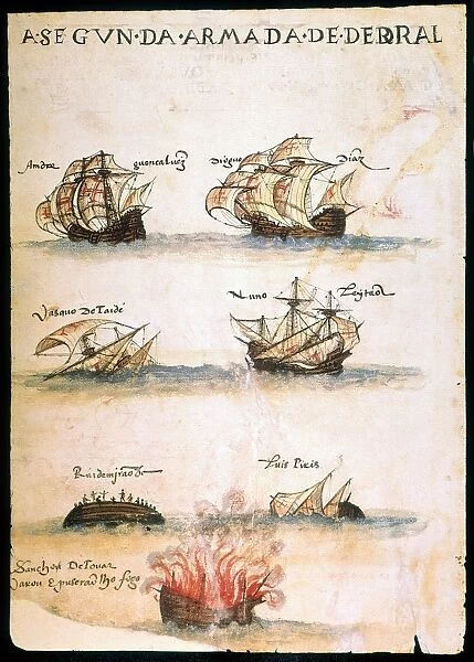 CABRAL: FLEET, 1500. Seven of the 13 Portuguese ships in Pedro Alvares Cabral s