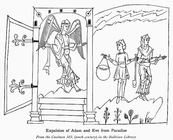 CAEDMON MANUSCRIPT. Expulsion of Adam and Eve from Paradise