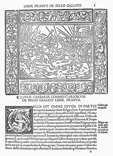 CAESARs COMMENTARIES. First page from an edition of Julius Caesars Commentaries