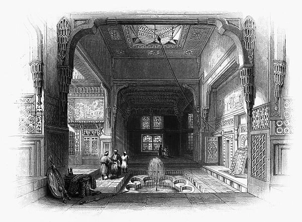 CAIRO: HOUSE INTERIOR. Interior of a house in Cairo, Egypt. Line engraving, English, 1849