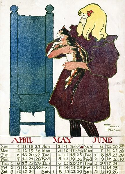 CALENDAR, 1897. A calendar for April, May, and June, 1897. Lithograph by Edward Penfield
