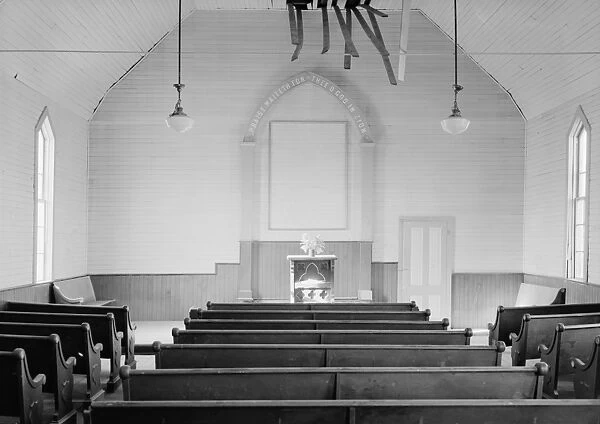 CALIFORNIA: BODIE, 1962. The interior of the Methodist church in the ghost town of Bodie