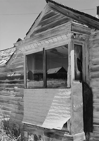 CALIFORNIA: BODIE, 1962. Detail of the windows of the Murphy House in the ghost town of Bodie