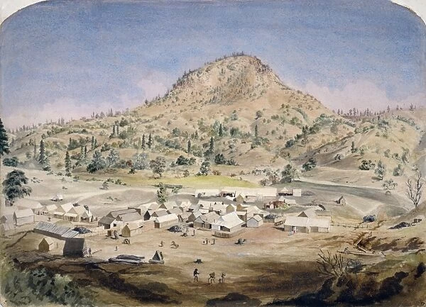 CALIFORNIA: BUTTE CITY, c1854. Butte City, California, as it looked around 1854