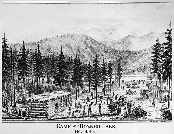 CALIFORNIA: DONNER LAKE. Camp at Donner Lake in northern California as it appeard