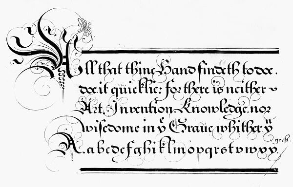 CALLIGRAPHY. A leaf from Martin Billingsley, The Pens Excellencie or the Secretaries Delight