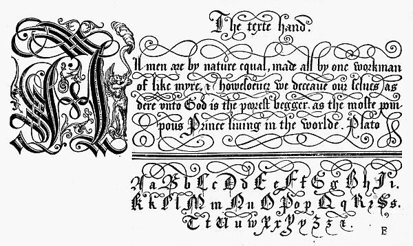 CALLIGRAPHY. Page showing the text hand from John de Beauchesne and John Baildon