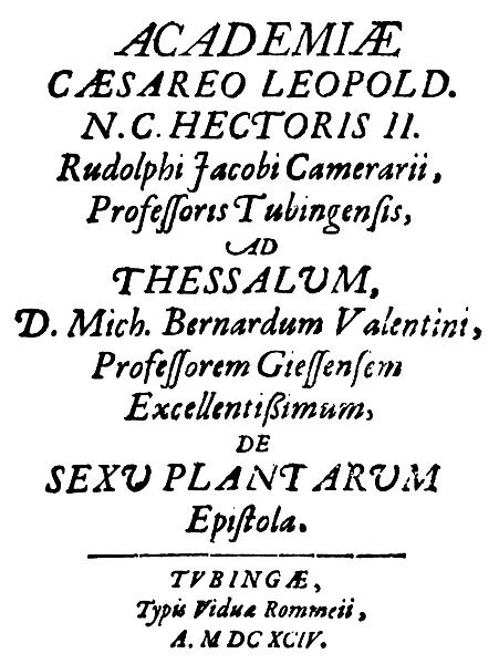 CAMERARIUS: TITLE PAGE, 1694. Title page of the first edition of Rudolph Jacob