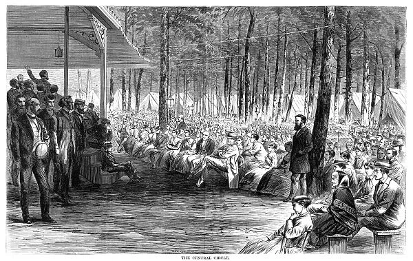 CAMP MEETING, 1869. The central circle at the national Methodist camp meeting, 6-15 July 1869