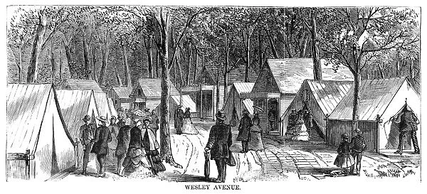 CAMP MEETING, 1869. Wesley Avenue at the campground at the national Methodist camp meeting