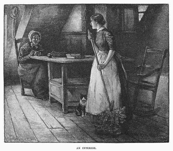 CANADA: DAILY LIFE, 1883. Interior of a home in rural Canada. Engraving, 1883