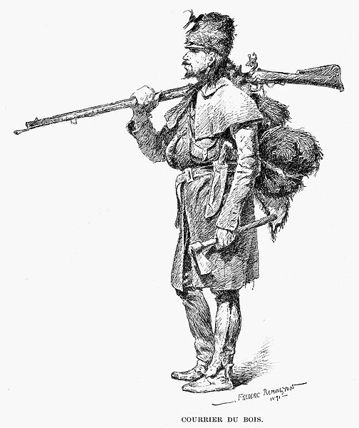 CANADA: FUR TRADER. Courier Du Bois. Drawing, 1891, by Frederic Remington