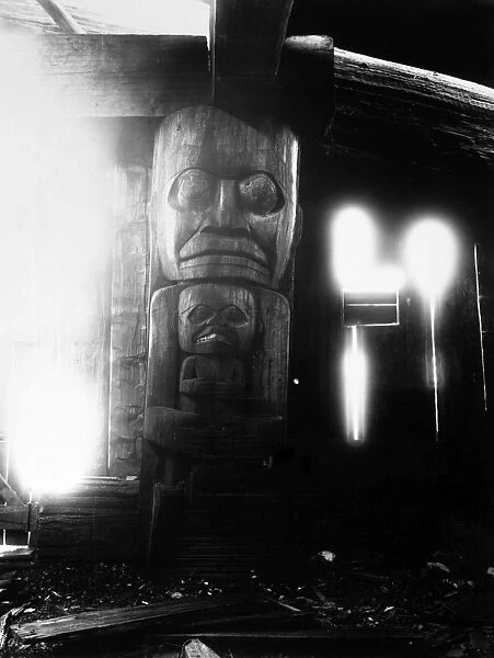 CANADA: HOUSE POST. Post carved from cedar inside a Heiltsuk house at Bella Bella
