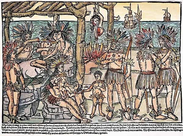 CANNIBALS. The earliest European depiction of New World Native Americans of some