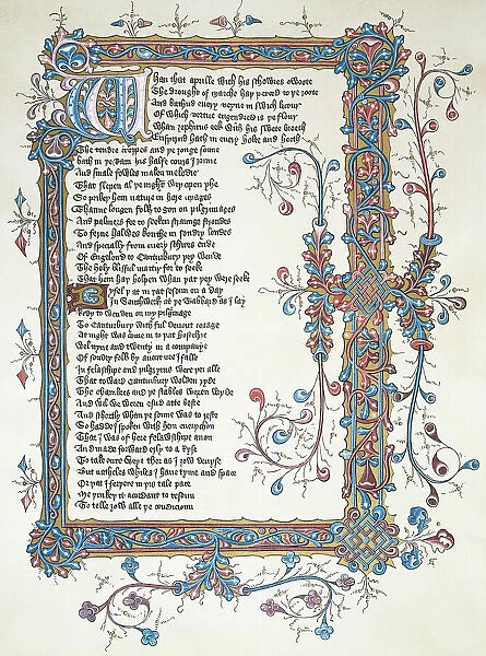 CANTERBURY TALES. The beginning of the prologue to Chaucers Canterbury Tales